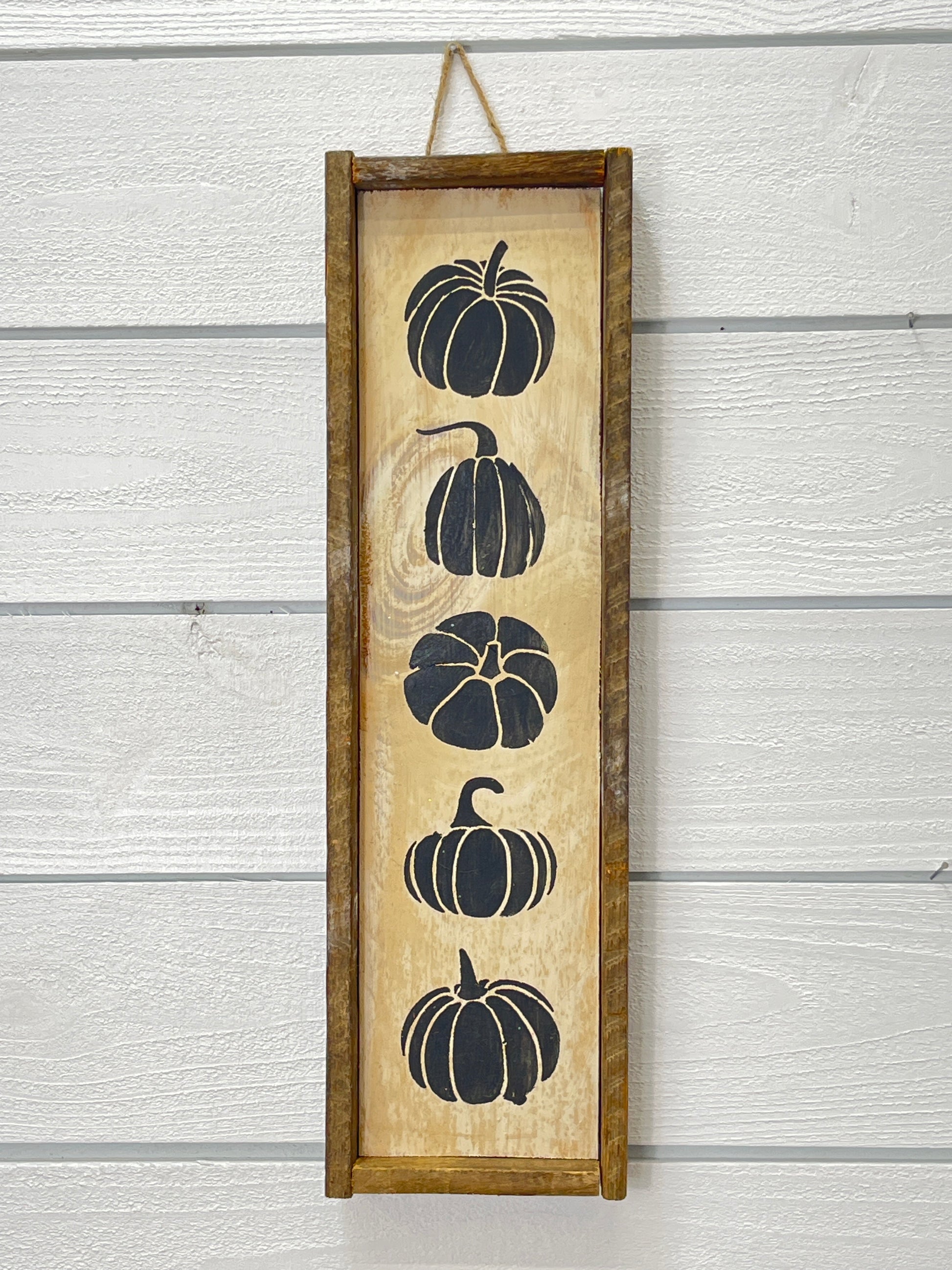 Rustic Tobacco Lathe Framed Pumpkins Silhouette