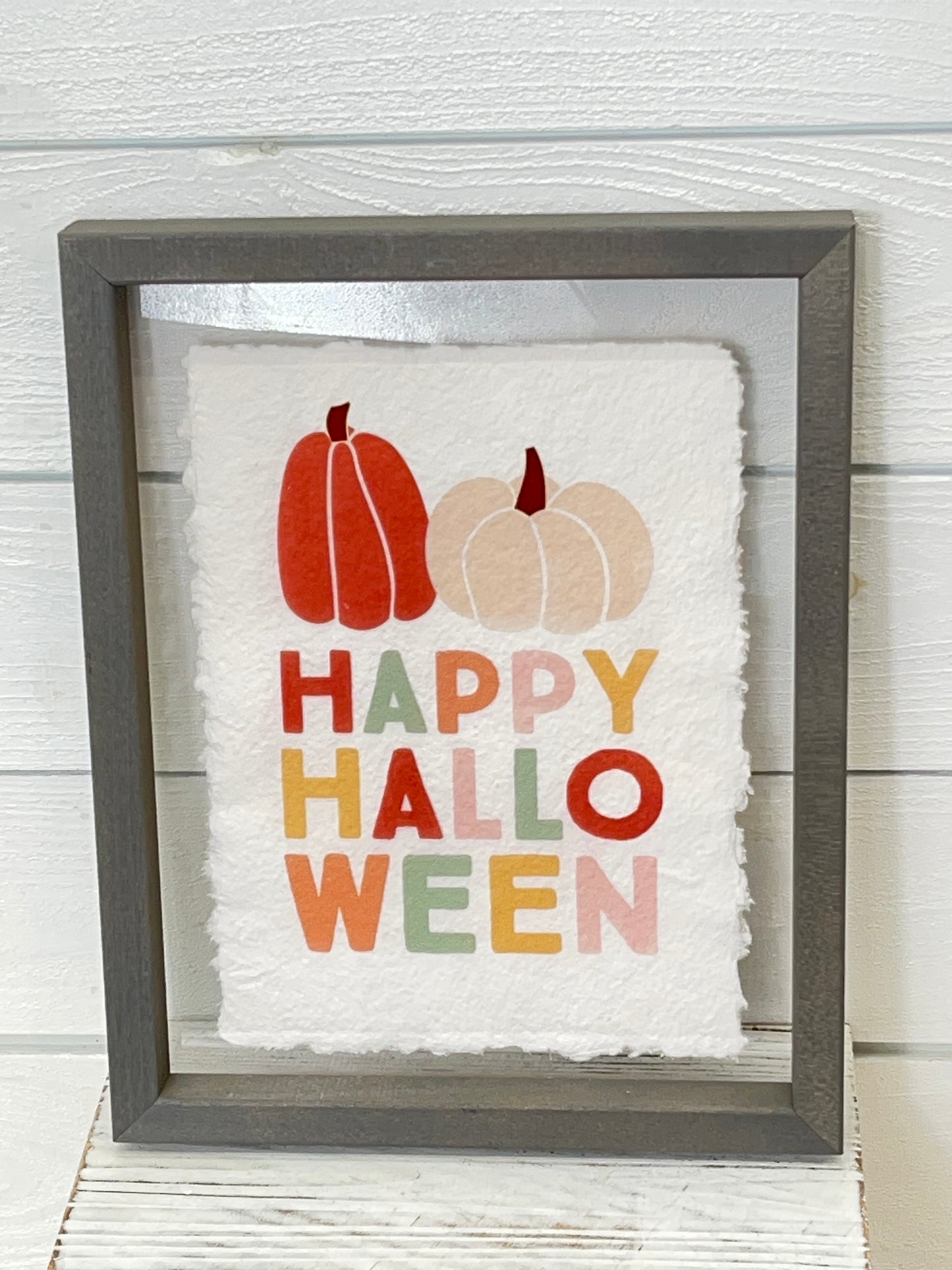 Happy Halloween Gray Framed Acrylic Art