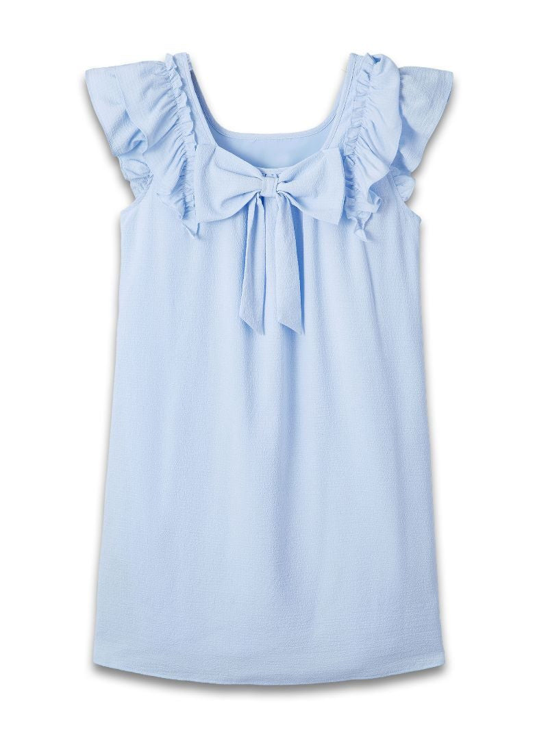 Simply Southern Light Blue Textured Dress With Ruffle Sleeves