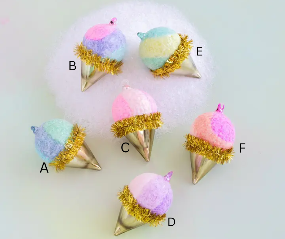 Glitterville Glass Snowcone Ornaments