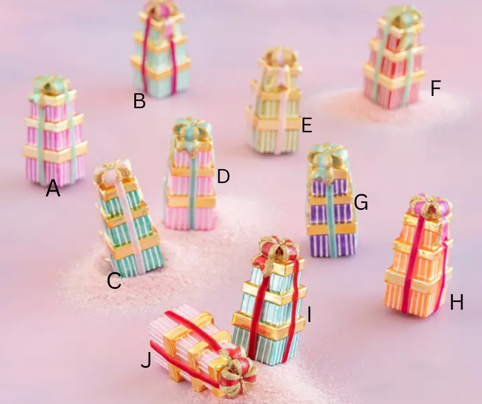 Glitterville Boxed Present Glass Ornament