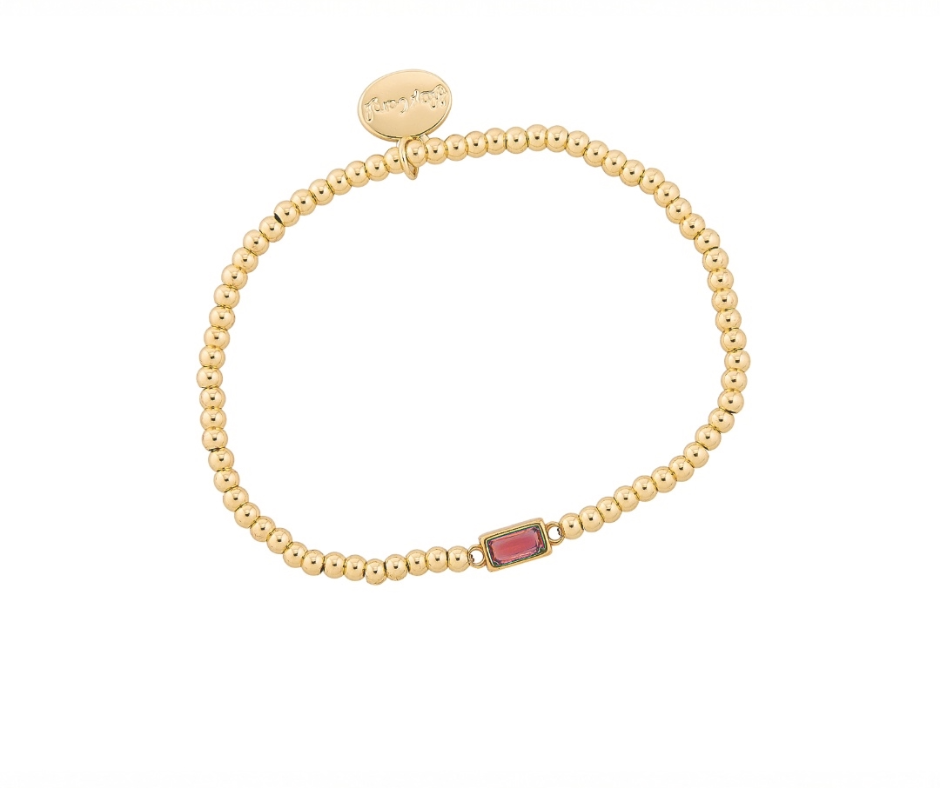 Gold Bead Water Resistant Birthstone Bracelet
