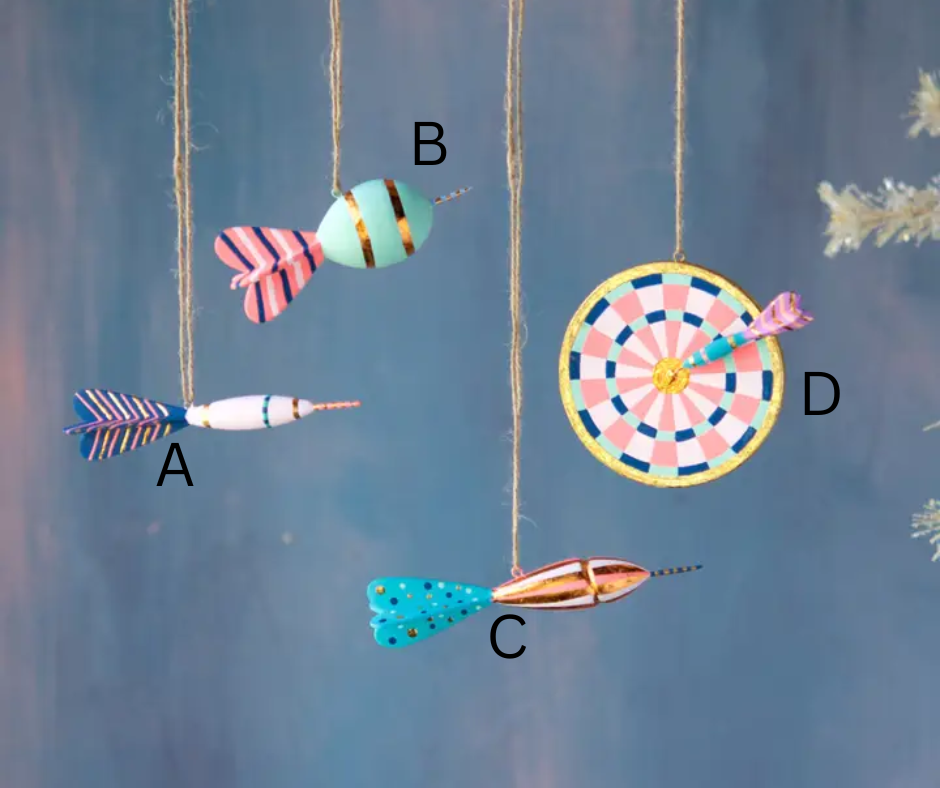 Glitterville Darts & Boards Resin Ornaments