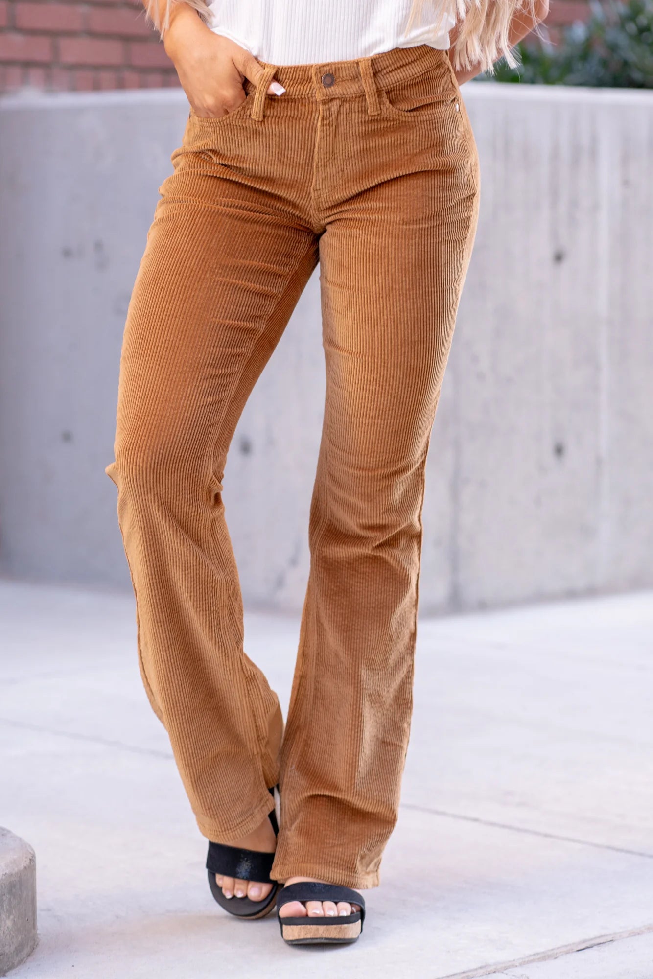 Judy Blue Overdyed Camel Corduroy Bootcut Jeans