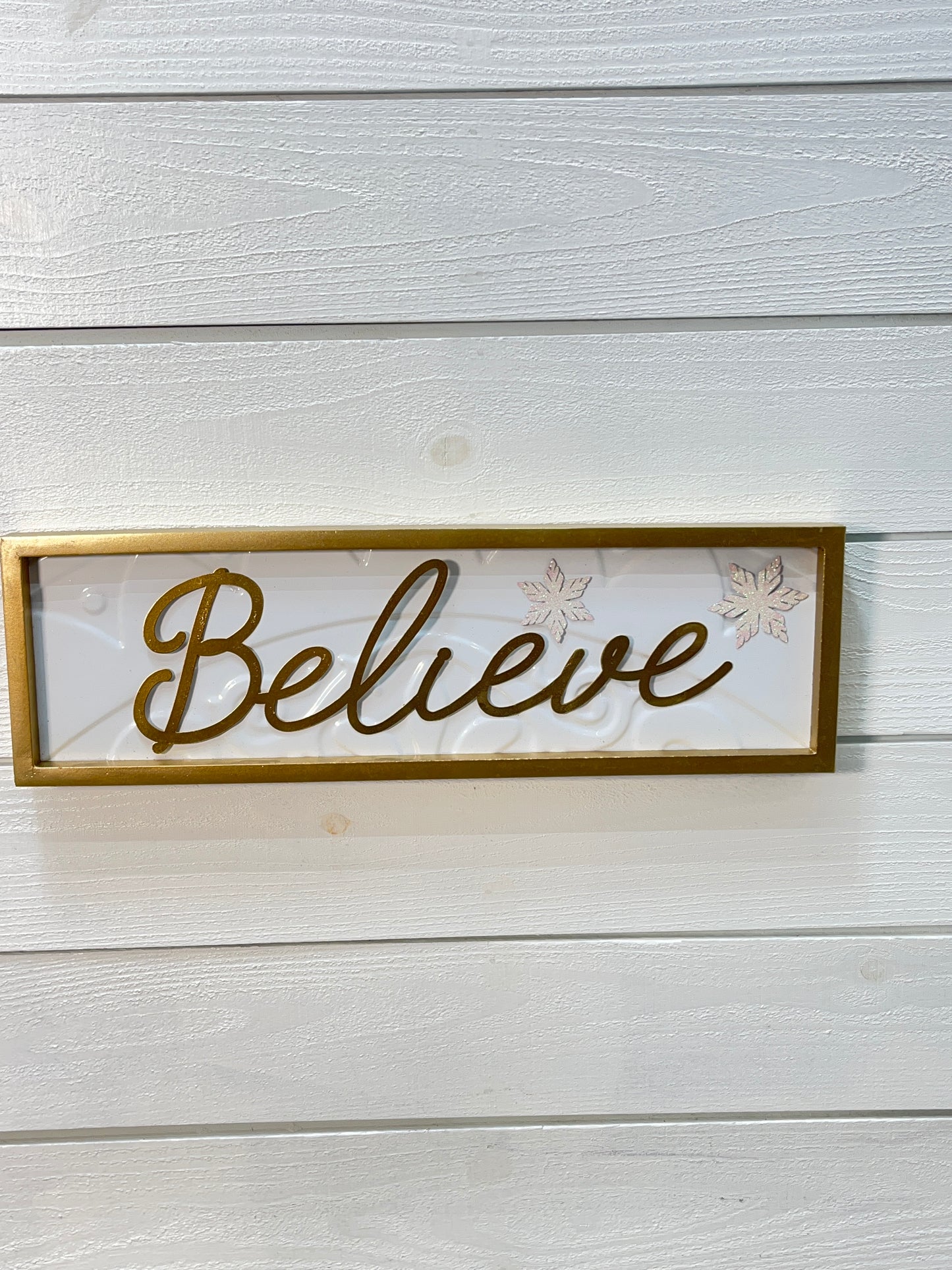 Gold Framed White Metal Sign
