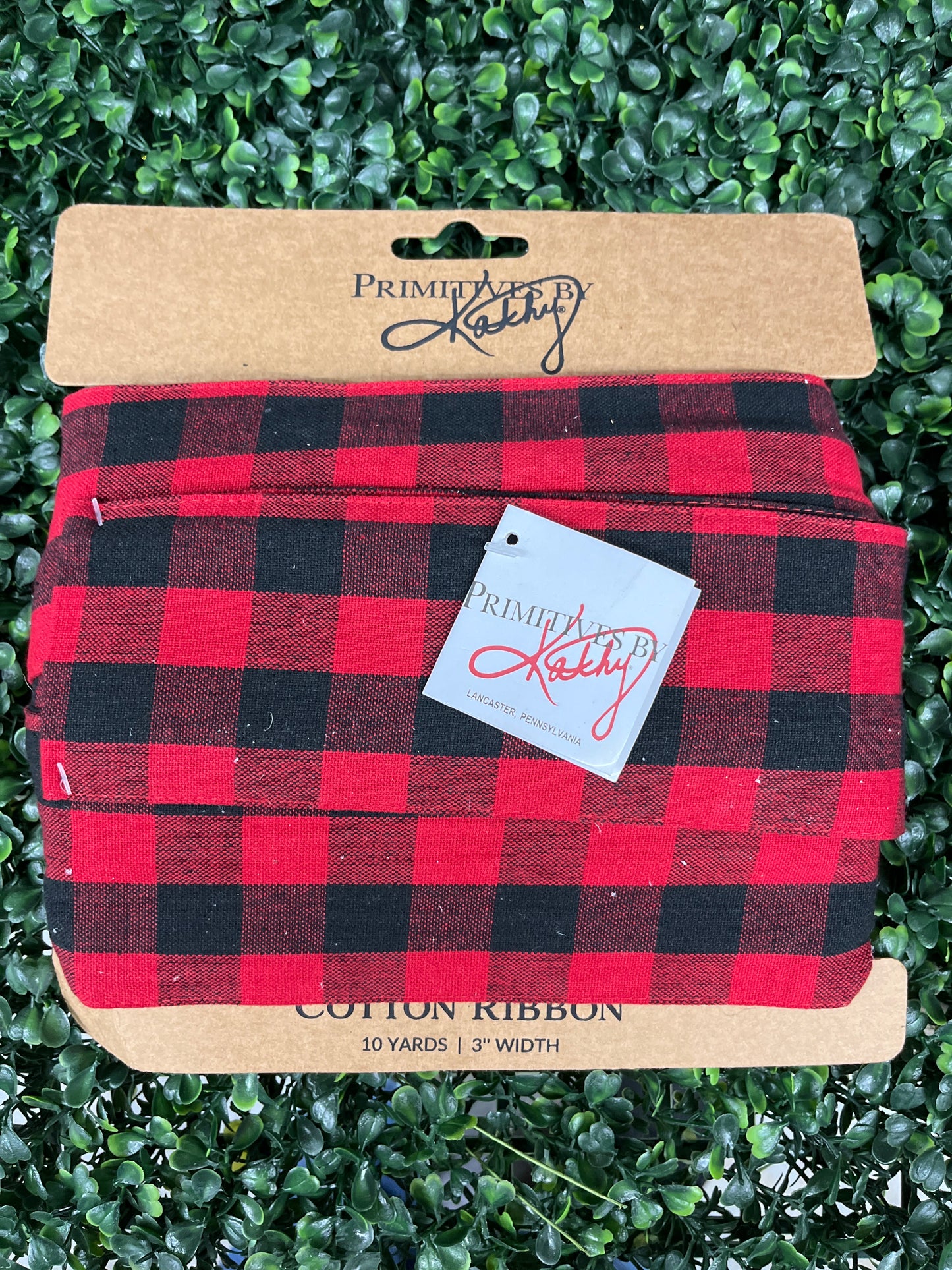 Red & Black Checked Ribbon on Card