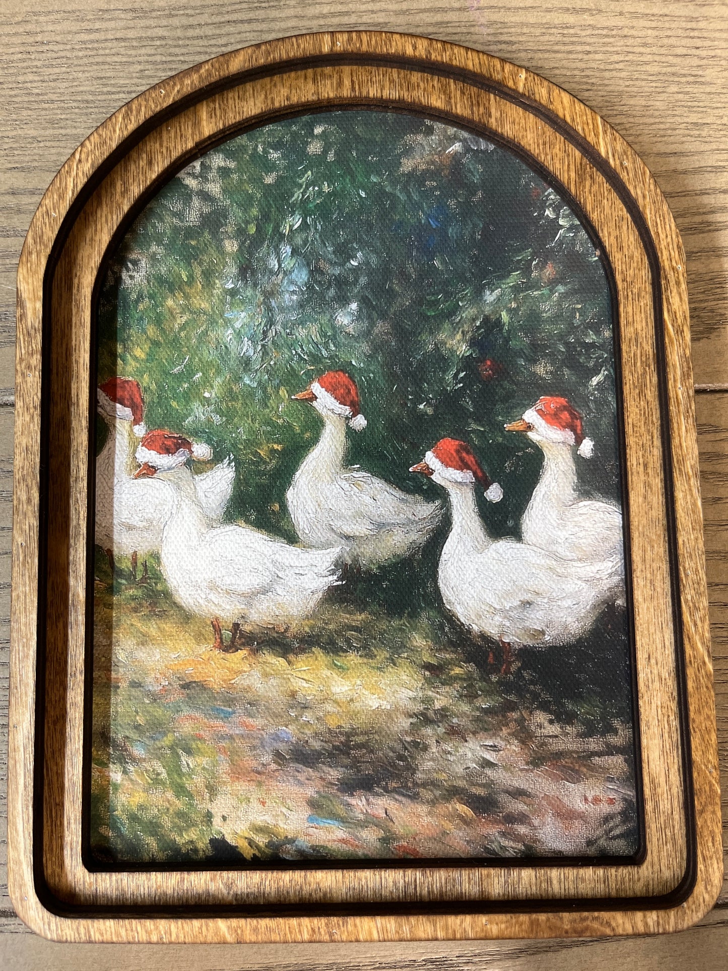 Arch Top Christmas Geese Framed Art