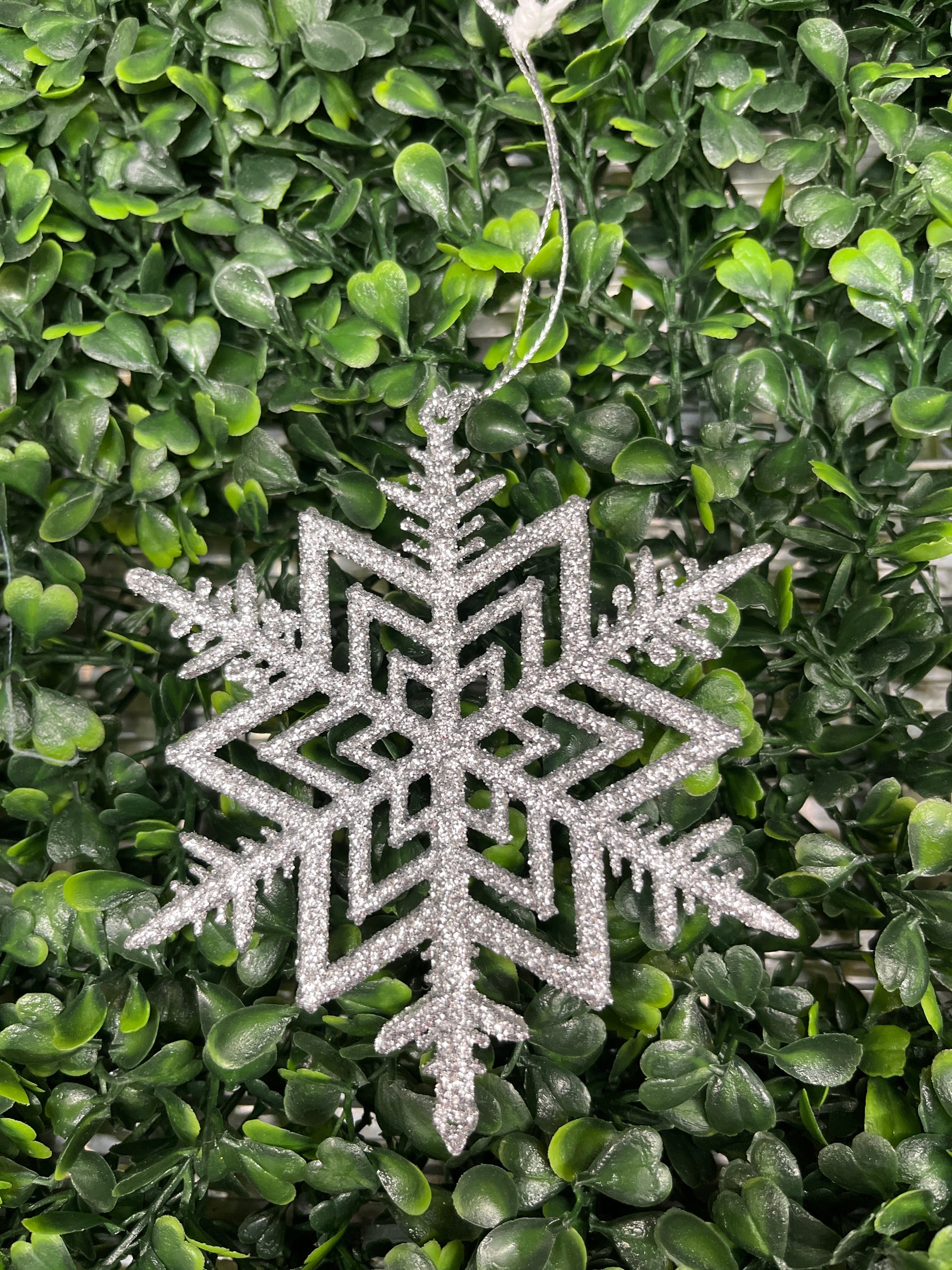 Medium Silver Glitter Snowflake Ornament