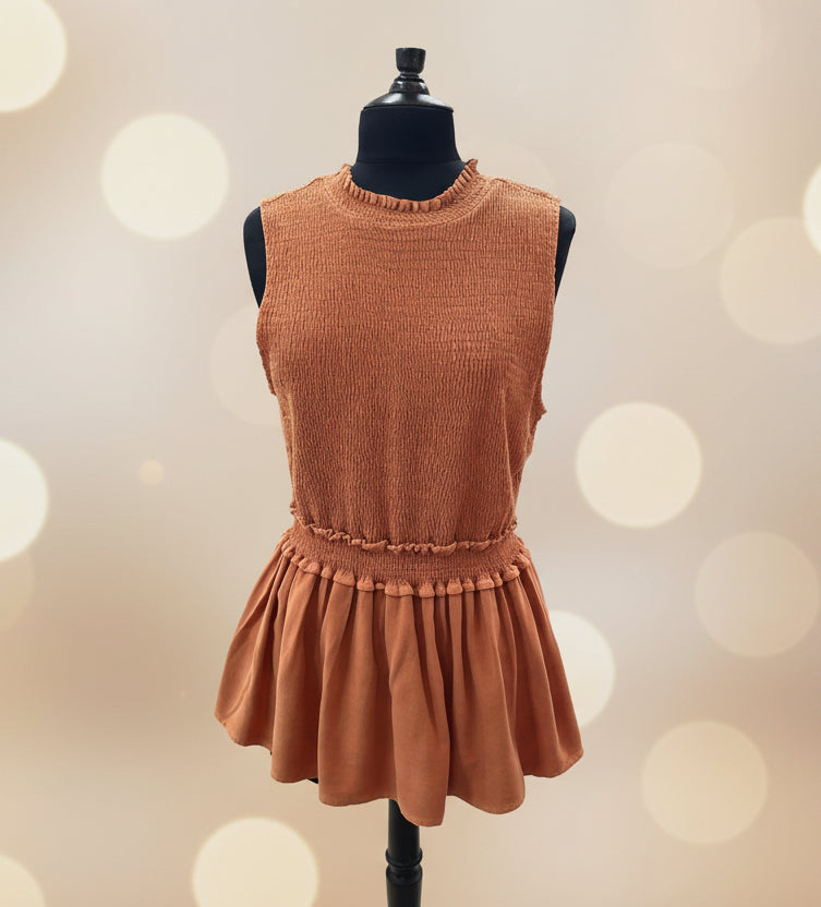 Russet Sleeveless Cinched Top