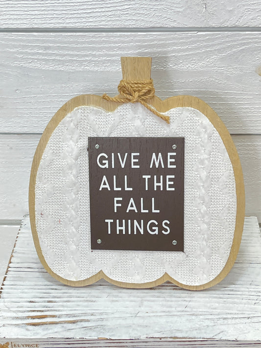 Wood Pumpkin Shape Printed Fabric Easel Sign