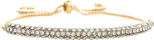 Gold Box Chain Crystal Bar Slide Bracelet