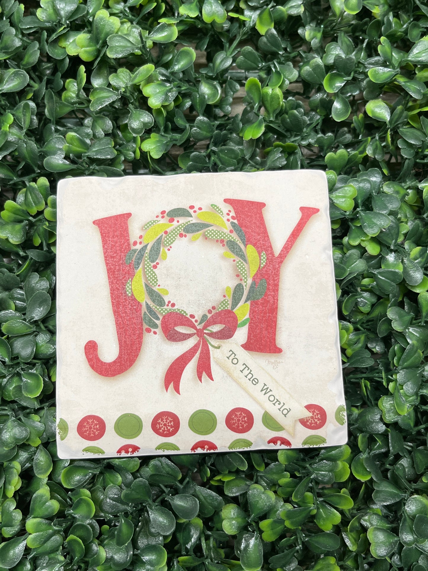 Joyful Wreath Stone Coaster