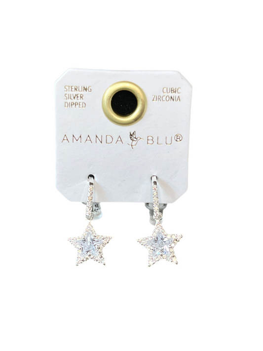 Silver Star Cut Drop Earrings
