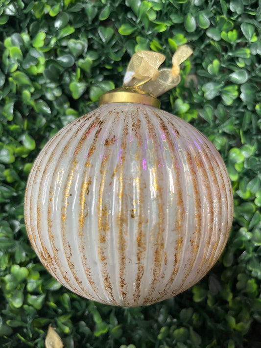 Round White & Gold Ornament