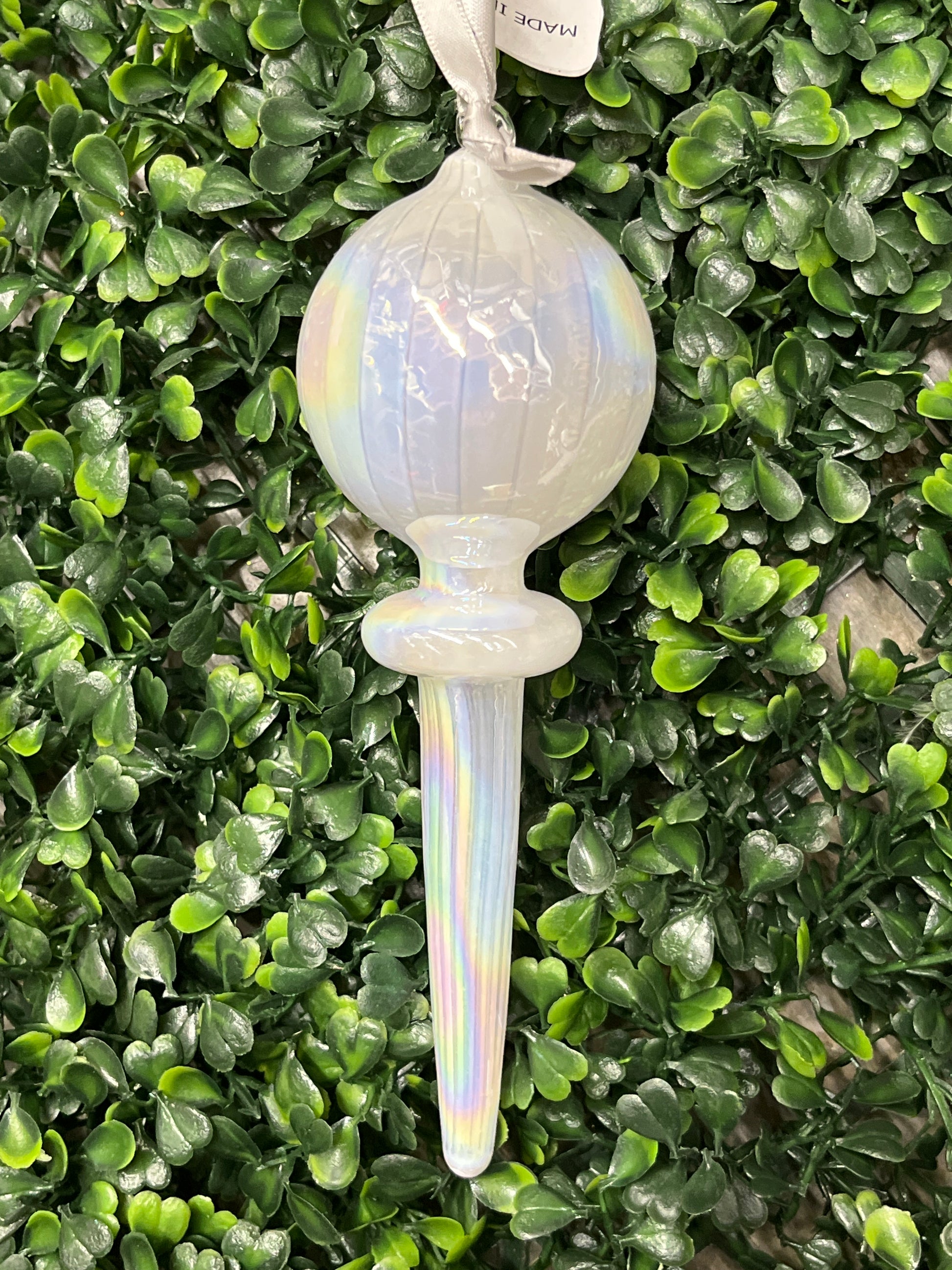 Glass White Pearl Finial Ornament