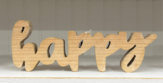 Raw Wood Carved Tabletop Word