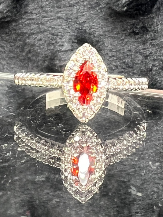 R.S. Covenant Cubic Zirconia Marquise Garnet Ring Style 6315