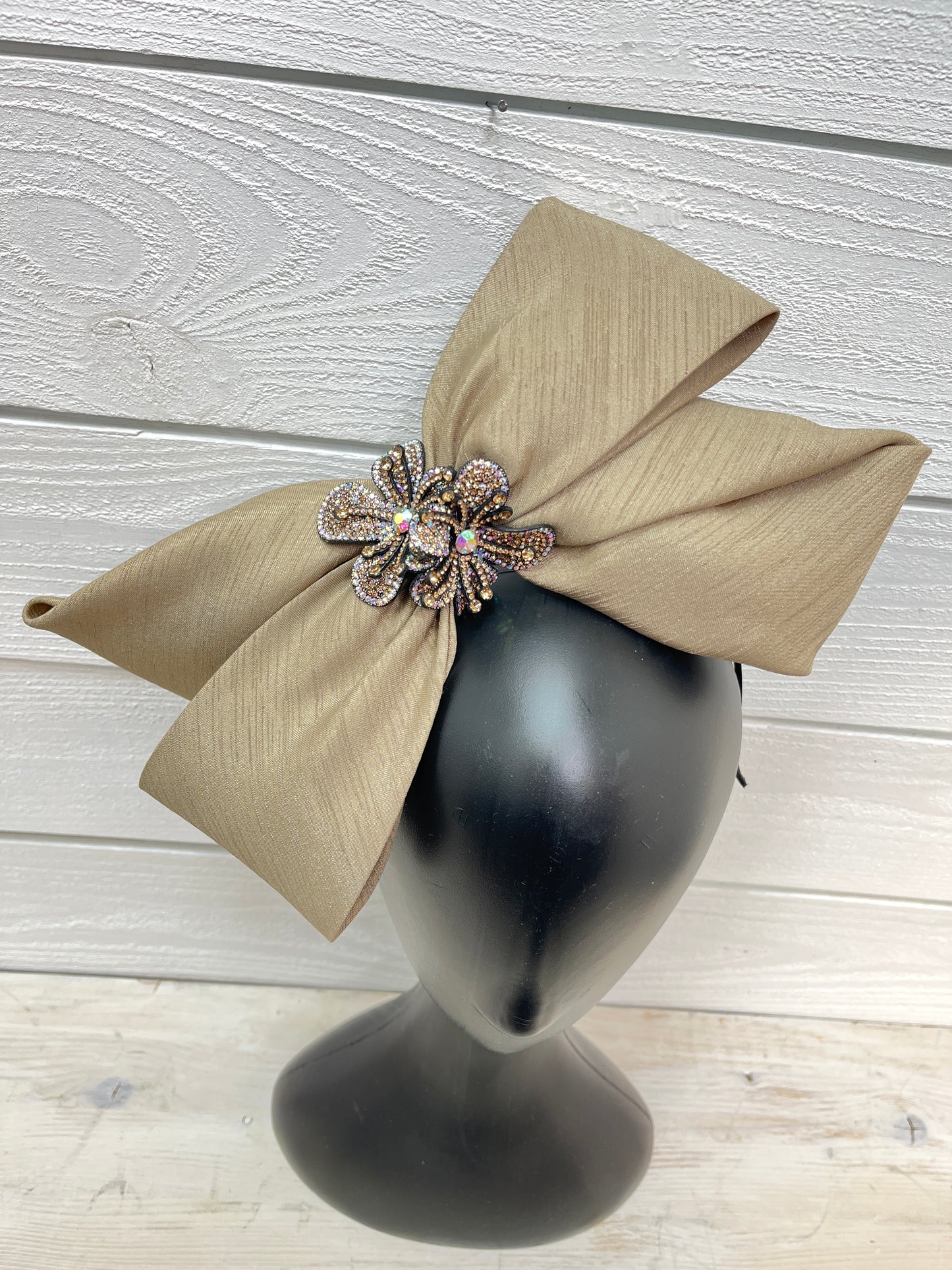 Taupe Silk Bow Derby Fascinator