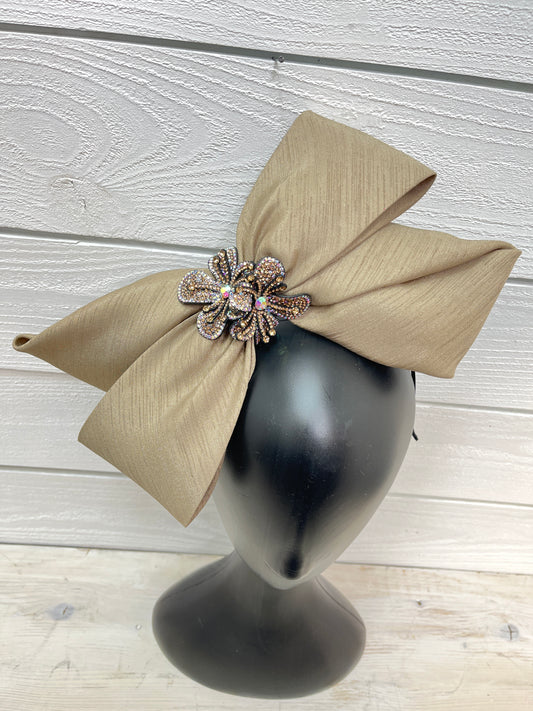 Taupe Silk Bow Derby Fascinator