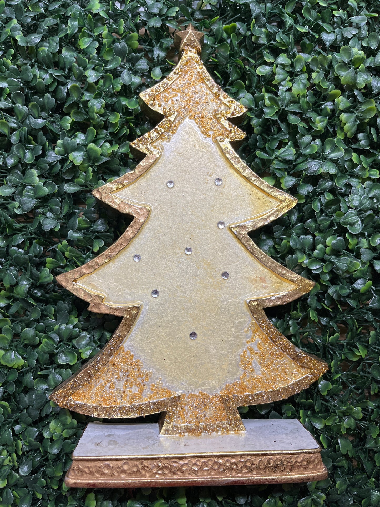 Ivory 12" Tree With Gems And Beads