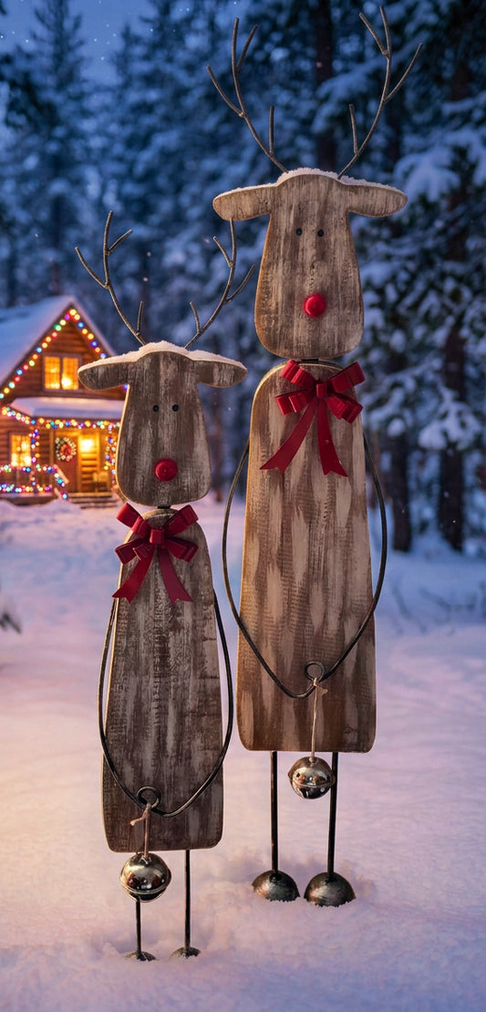 Wooden Standing Reindeer Decor