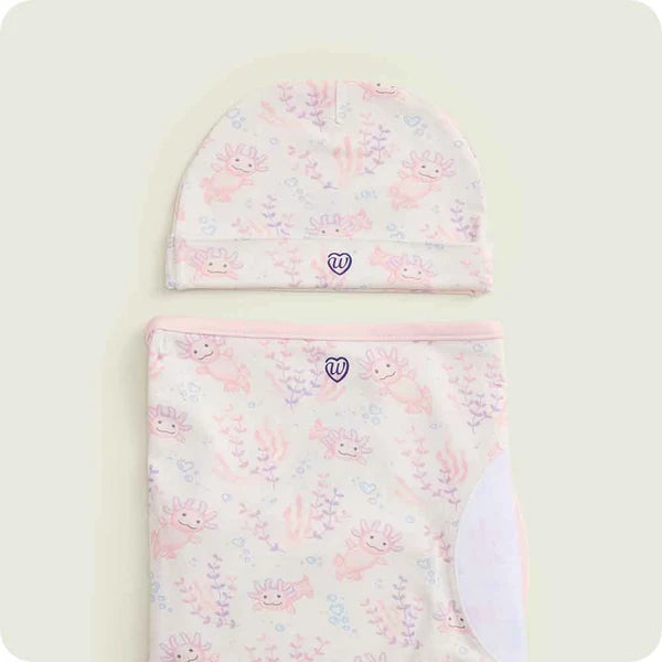 Warmies Pink Axolotl Swaddle & Beanie Gift Set