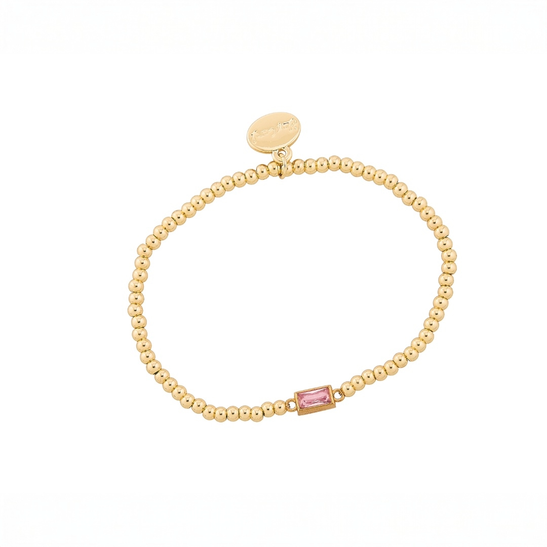 Gold Bead Water Resistant Birthstone Bracelet