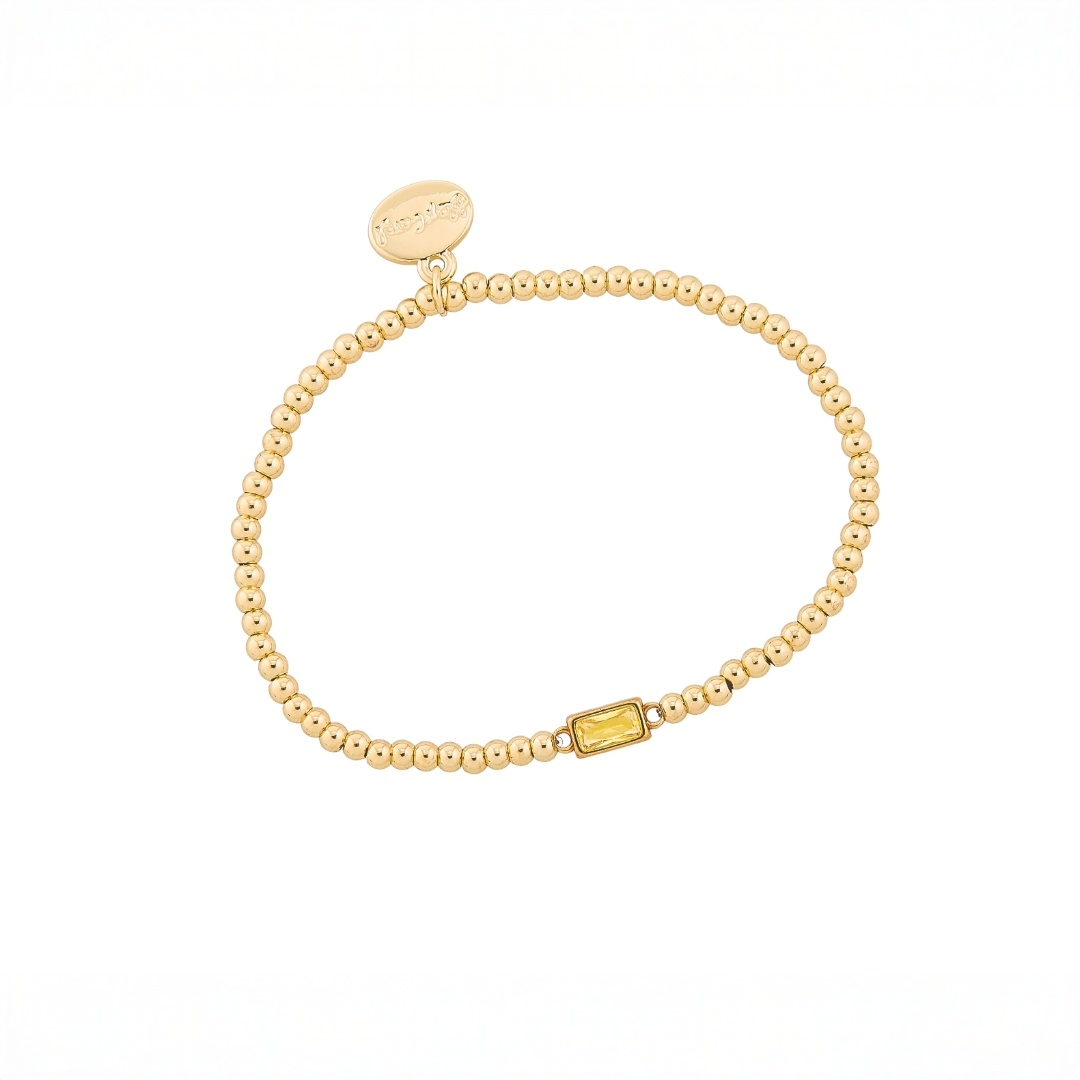 Gold Bead Water Resistant Birthstone Bracelet