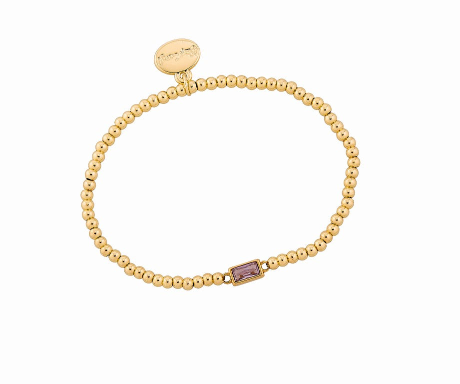 Gold Bead Water Resistant Birthstone Bracelet