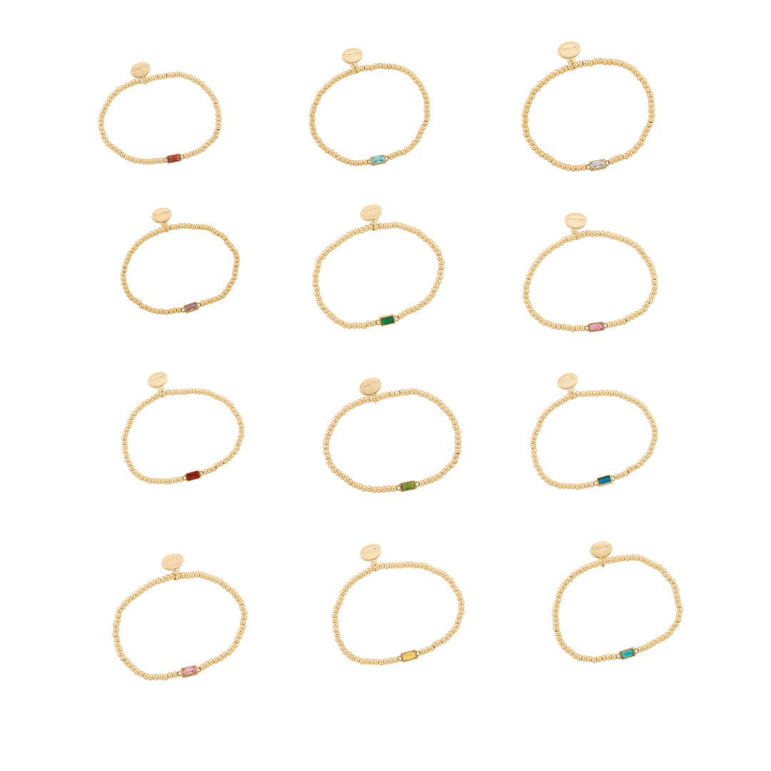Gold Bead Water Resistant Birthstone Bracelet