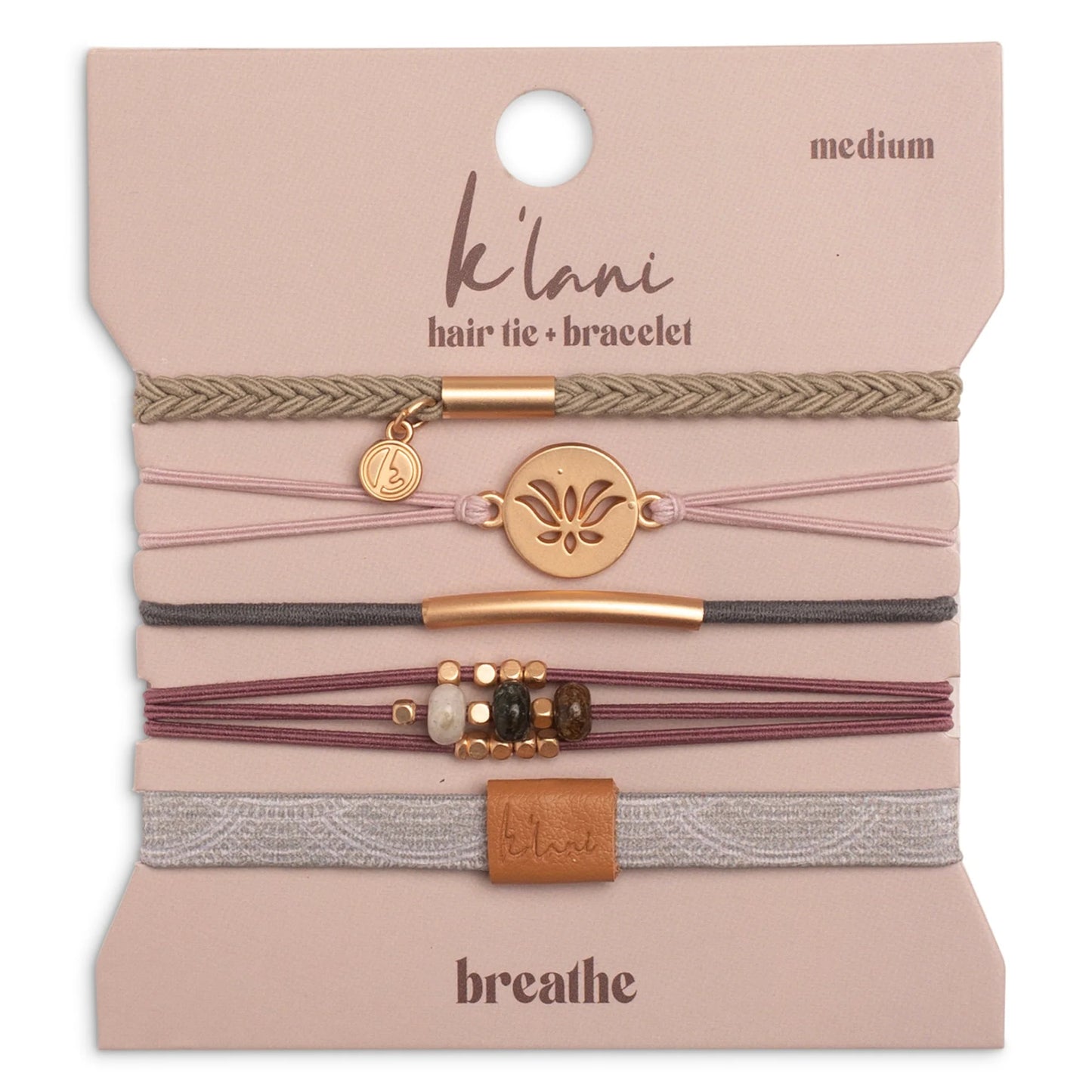 K'Lani "Breathe" Lotus Flower Earthy Tones Hair Tie Bracelets