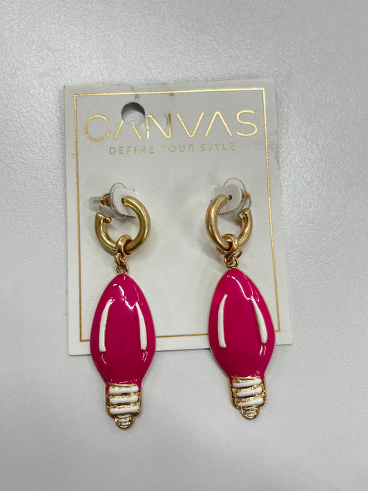 Canvas Style Hot Pink Christmas Light Drop Hoop Earring