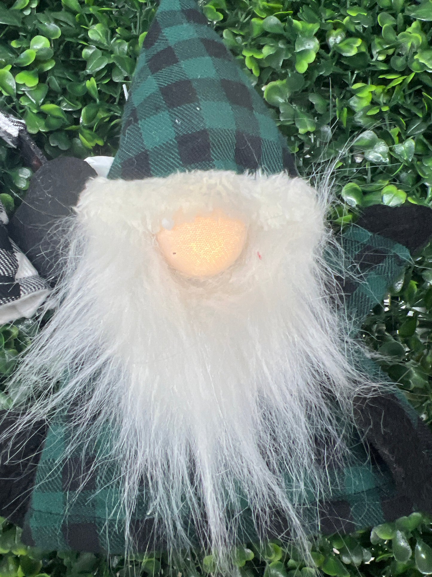 Plush Plaid Santa Gnome Bottle Topper