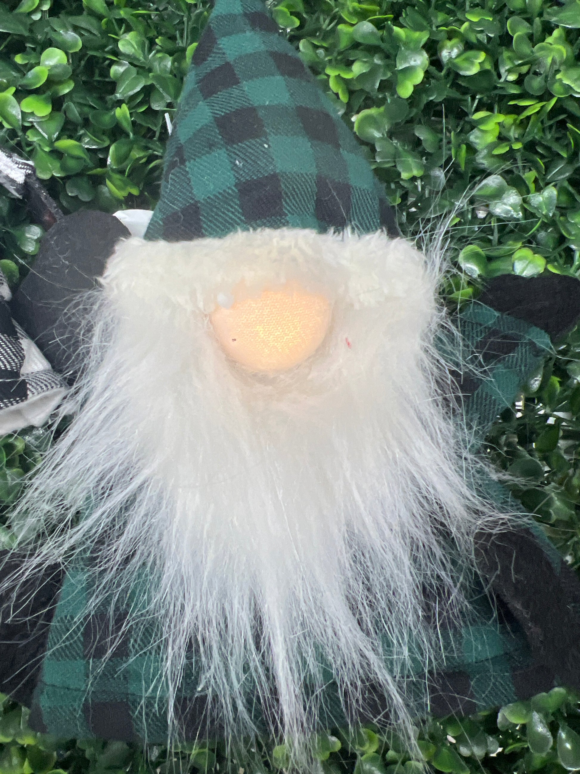 Plush Plaid Santa Gnome Bottle Topper