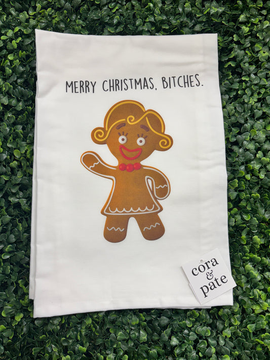 Merry Christmas B*tches Christmas Tea Towel