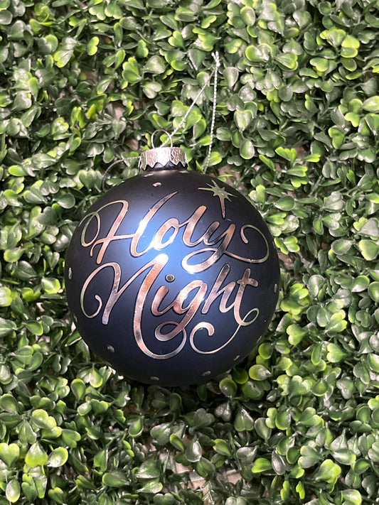 Blue Glass Ball Ornament Silver Message