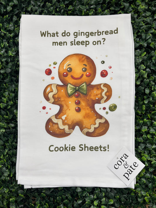 Gingerbread Sleep On Christmas Tea Towel