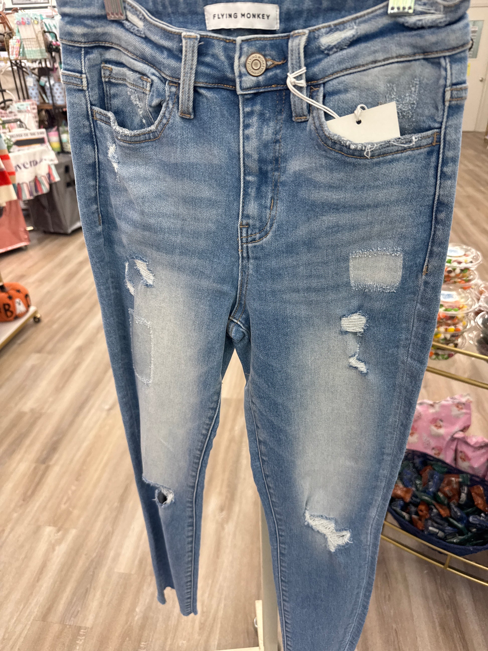 Flying Monkey Light Washed Distressed Jeans