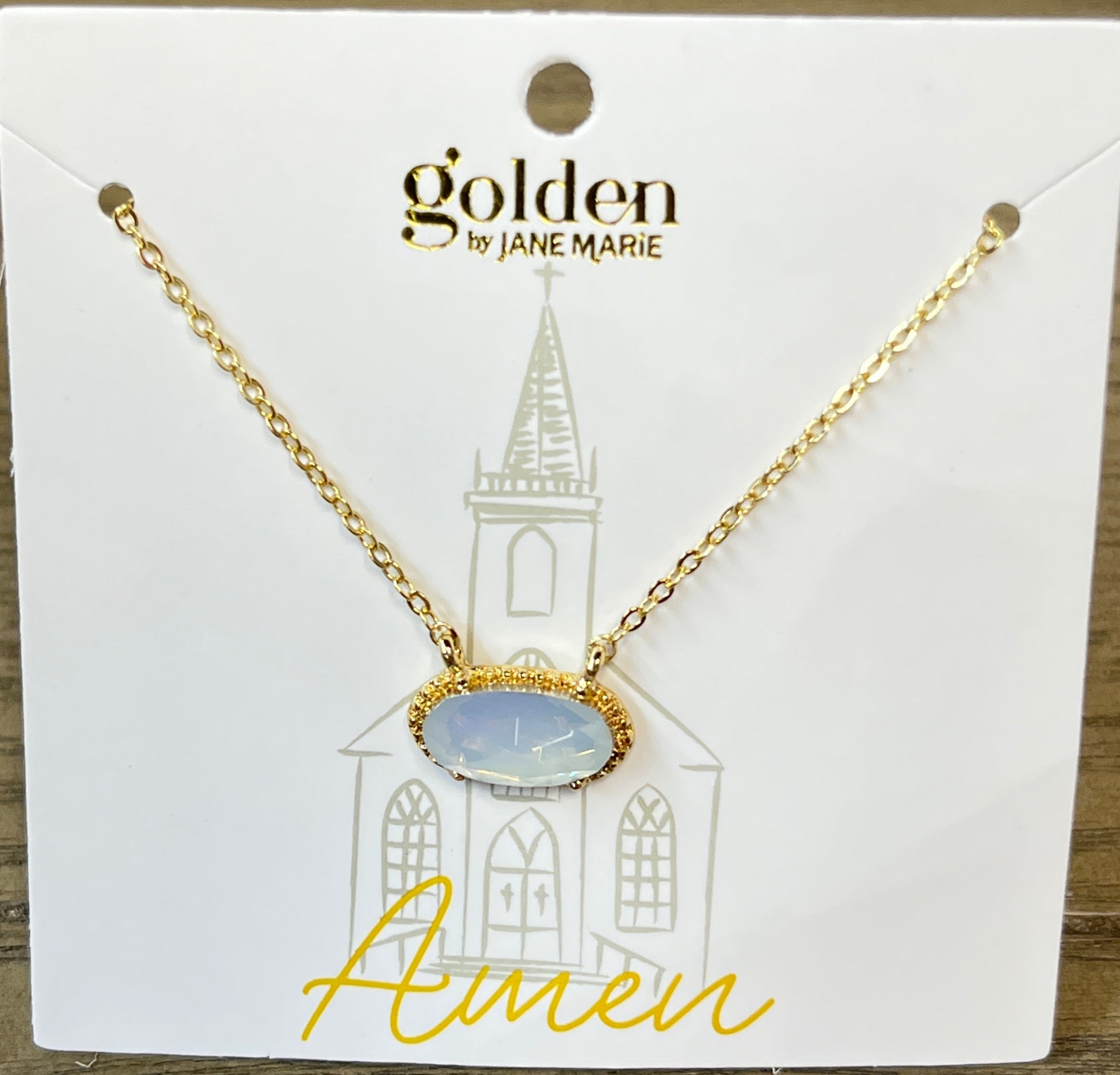 18K Gold Plated Chain Necklace With Moonstone Oval