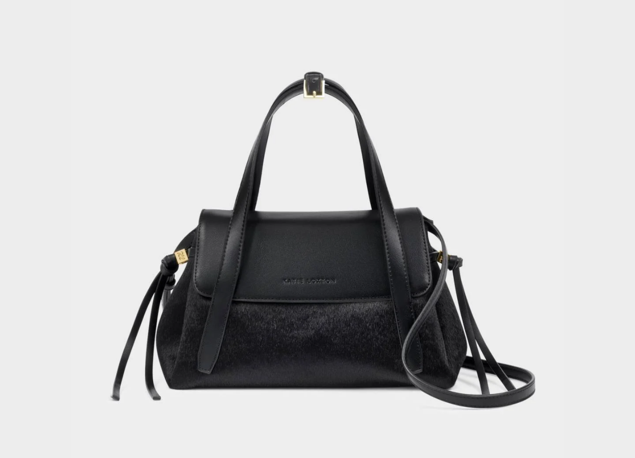 Katie Loxton Alyssa Black Faux Pony Top Handle Bag