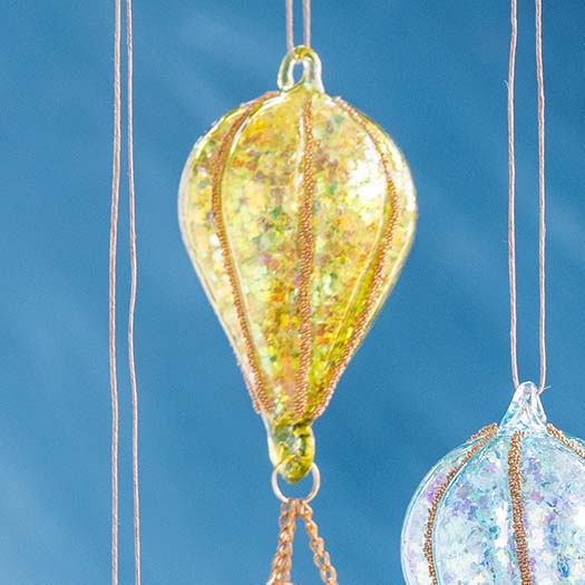 Glitterville Small Rainbow Glitter Hot Air Balloon Ornament