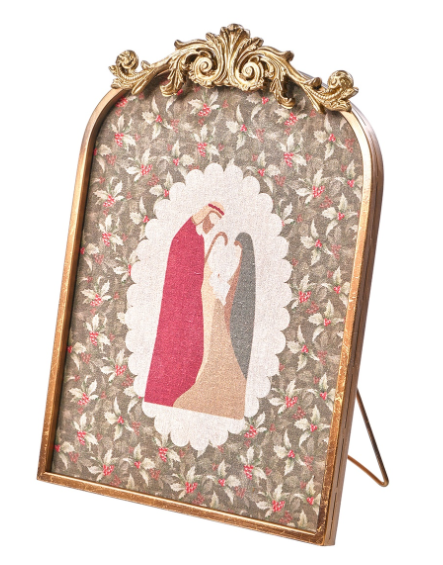 Gold Framed Mary & Joseph Nativity Easel Picture