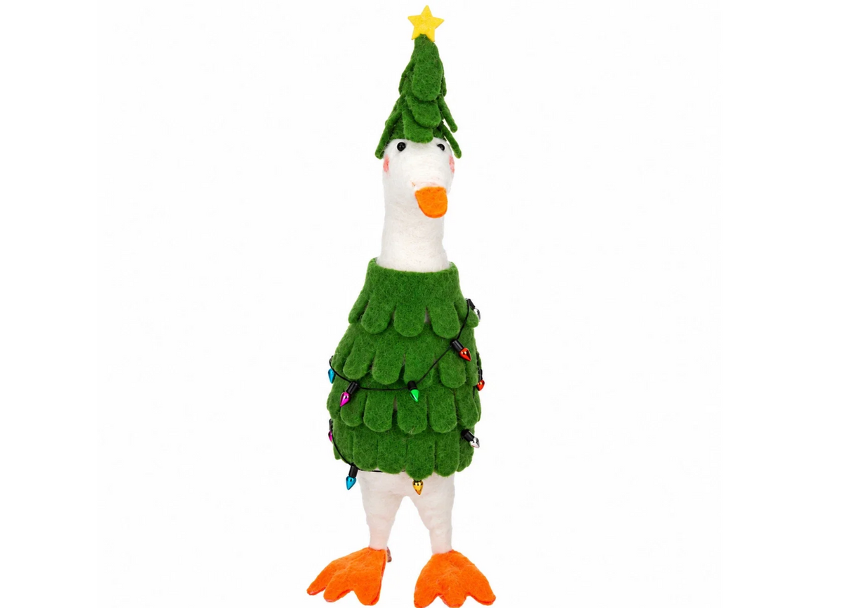 Handcrafted Christmas Goose Figurine