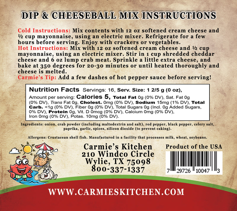 Carmies Coastal Crab Dip & Cheeseball Mix