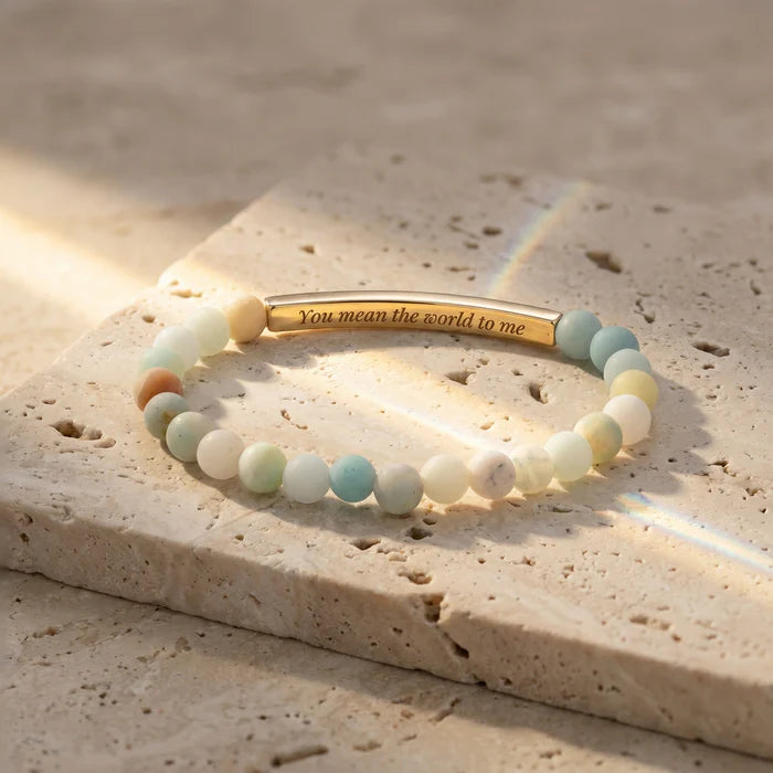 Secret Message Stone Bracelets- You Mean The World To Me