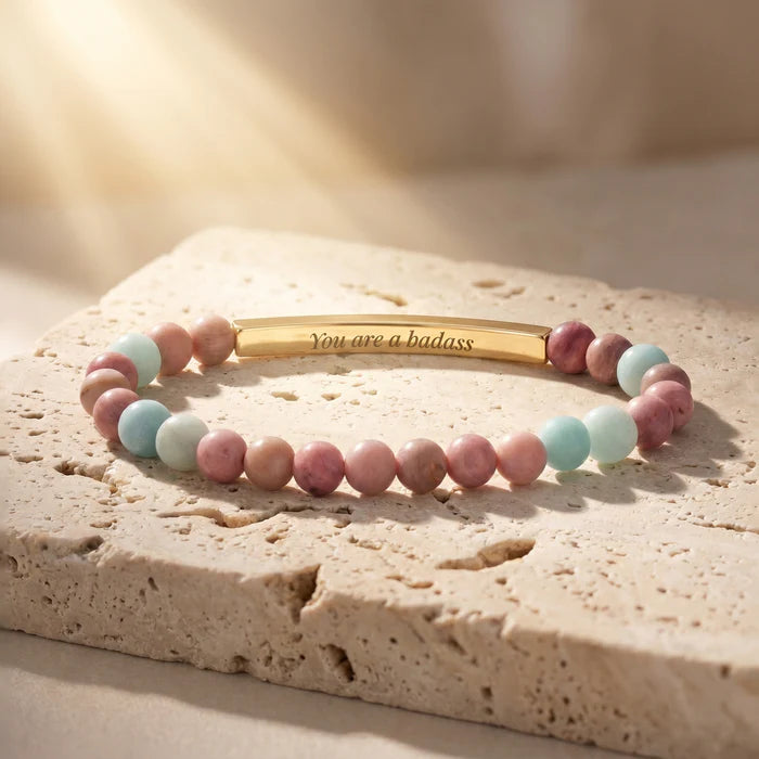 Secret Message Stone Bracelets- You Are A Bada$$