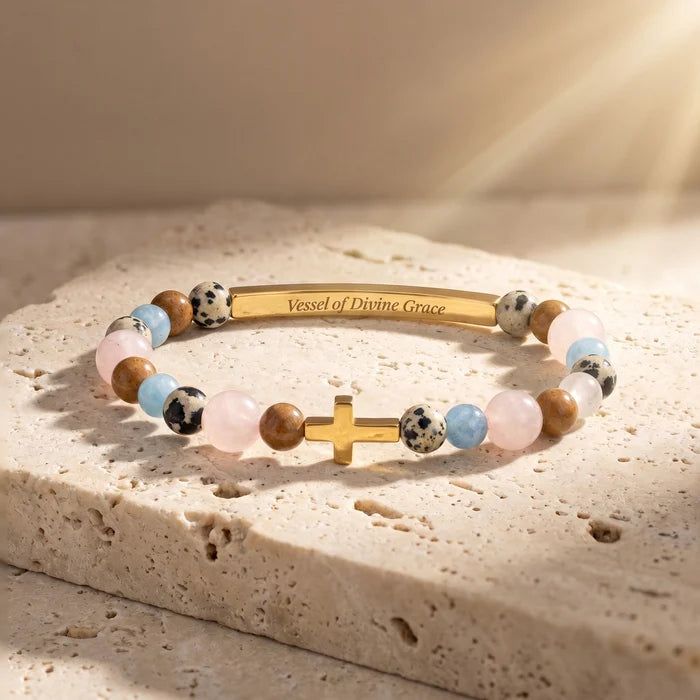 Vessels of Purpose Secret Message Bracelet With Cross- Vessel Of Divine Grace