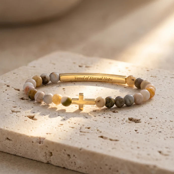 Vessels of Purpose Secret Message Bracelet With Cross- Vessel Of Eternal Hope