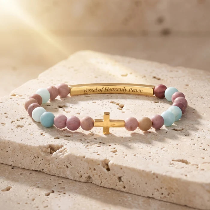 Vessels of Purpose Secret Message Bracelet With Cross- Vessel Of Heavenly Peace
