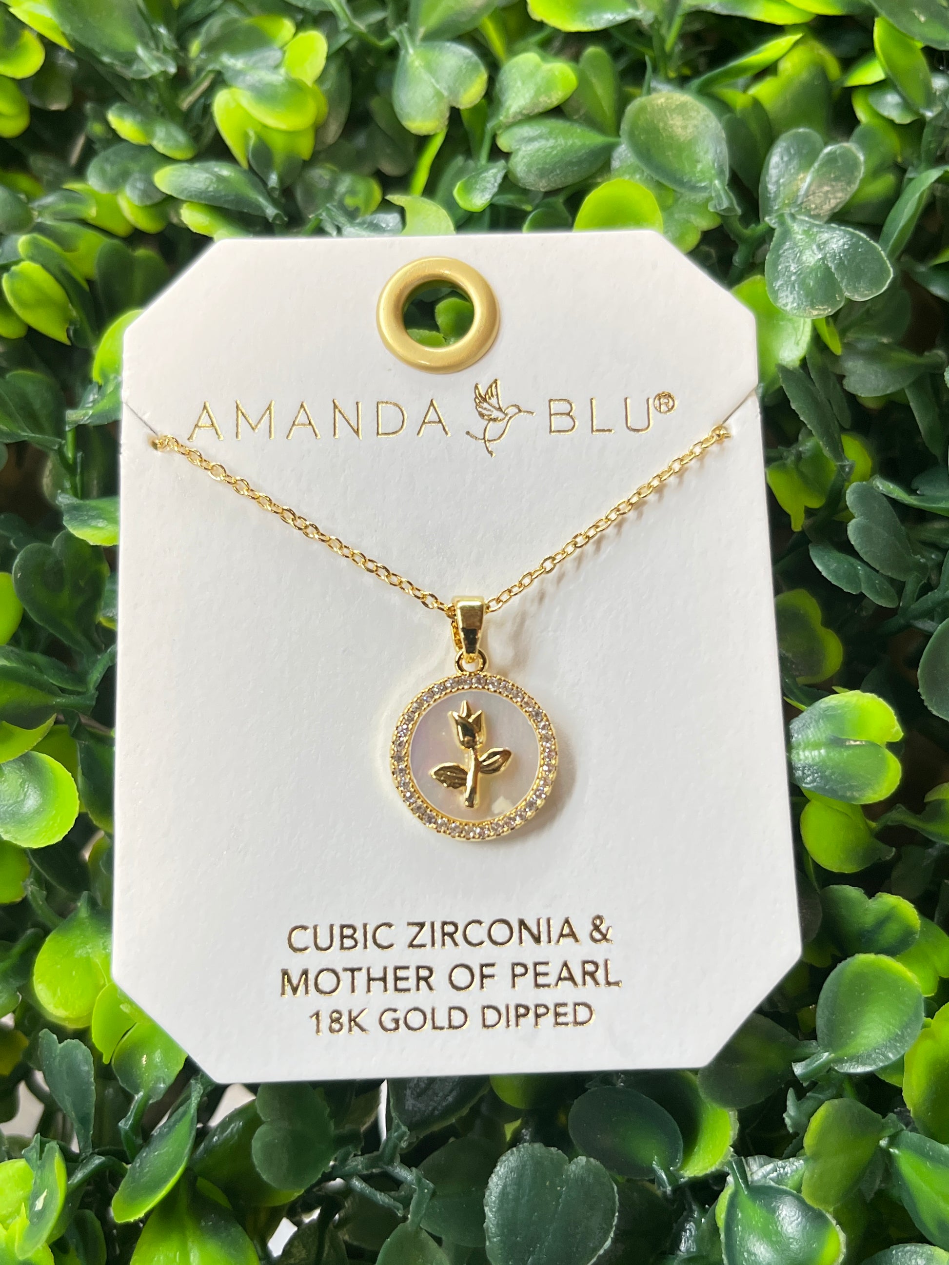 Gold & Mother Of Pearl Flower Pendant Necklace